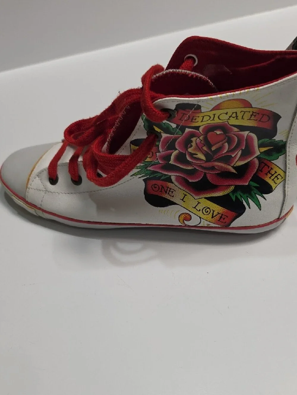 Vintage Ed Hardy Christian Audigier High-Top Leather Sneakers–Tiger & Rose Size9